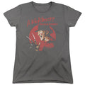 Nightmare On Elm Street Freddy Circle Womens T Shirt Charcoal Officially Licensed