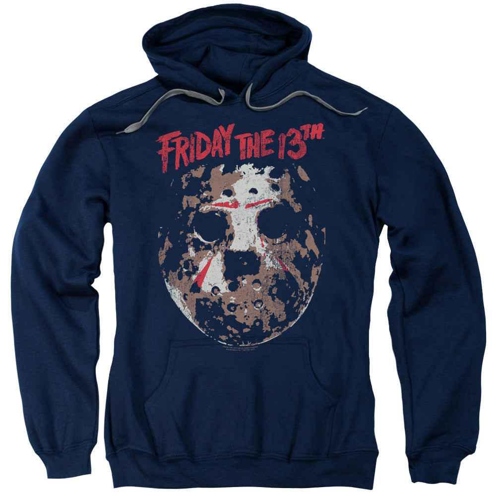 Friday The 13th Rough Mask Mens Hoodie Navy Blue Officially Licensed