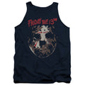 Friday The 13th Rough Mask Mens Tank Top Shirt Navy Blue Officially Licensed