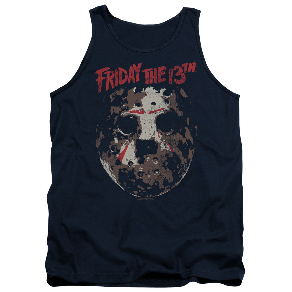 Friday The 13th Rough Mask Mens Tank Top Shirt Navy Blue Officially Licensed