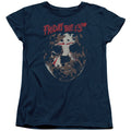 Friday The 13th Rough Mask Womens T Shirt Navy Blue Officially Licensed