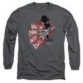 Nightmare On Elm Street Playing With Power Mens Long Sleeve Shirt Charcoal Officially Licensed