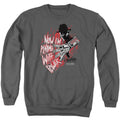 Nightmare On Elm Street Playing With Power Mens Crewneck Sweatshirt Charcoal Officially Licensed