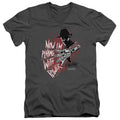 Nightmare On Elm Street Playing With Power Mens Slim Fit V-Neck T Shirt Charcoal Officially Licensed