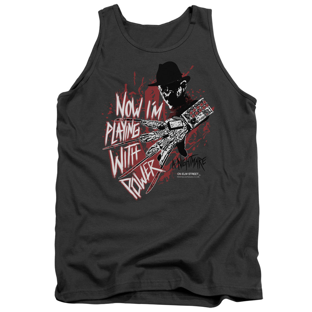 Nightmare On Elm Street Playing With Power Mens Tank Top Shirt Charcoal Officially Licensed