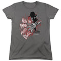 Nightmare On Elm Street Playing With Power Womens T Shirt Charcoal Officially Licensed