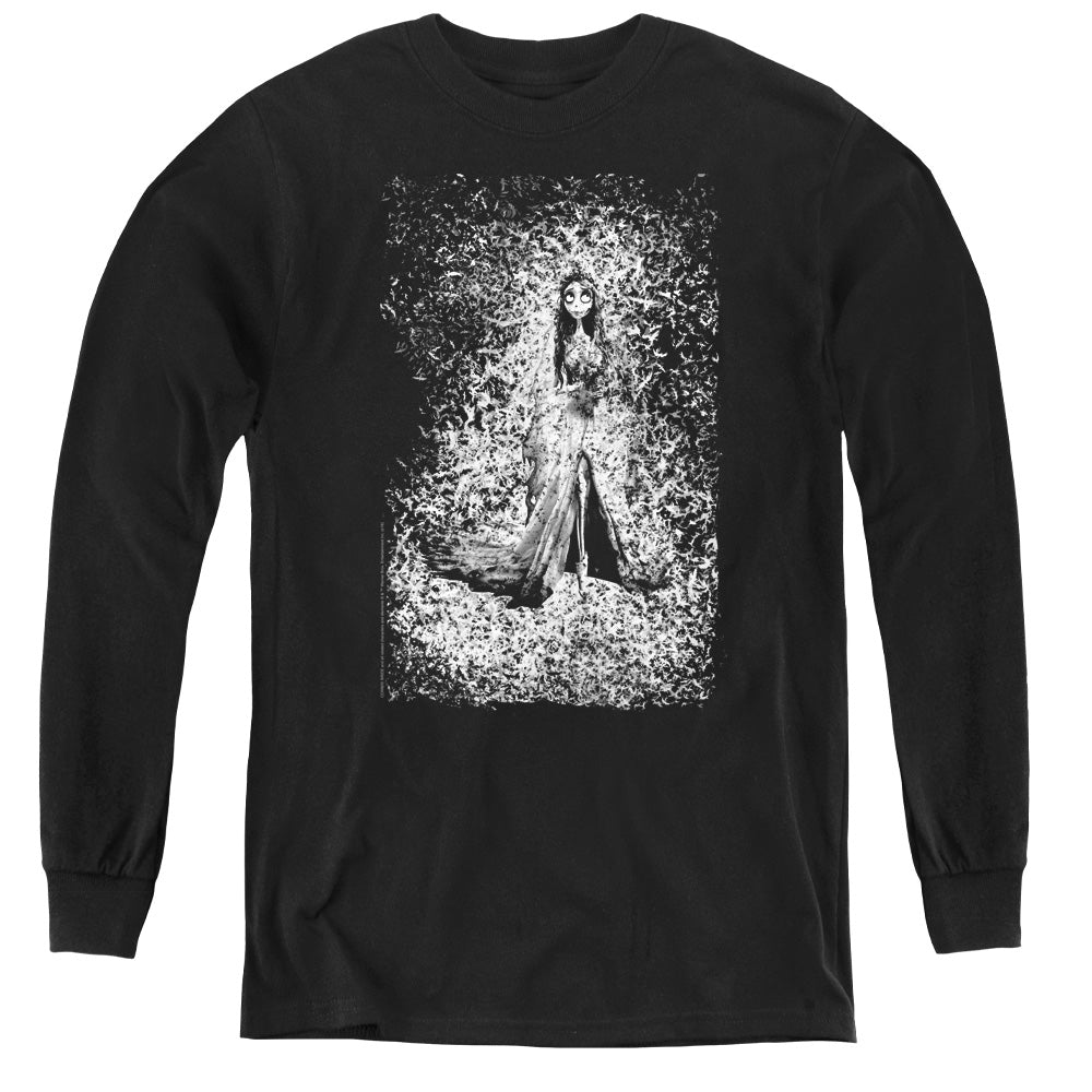 Corpse Bride Bird Dissolve Long Sleeve Kids Youth T Shirt Black Officially Licensed