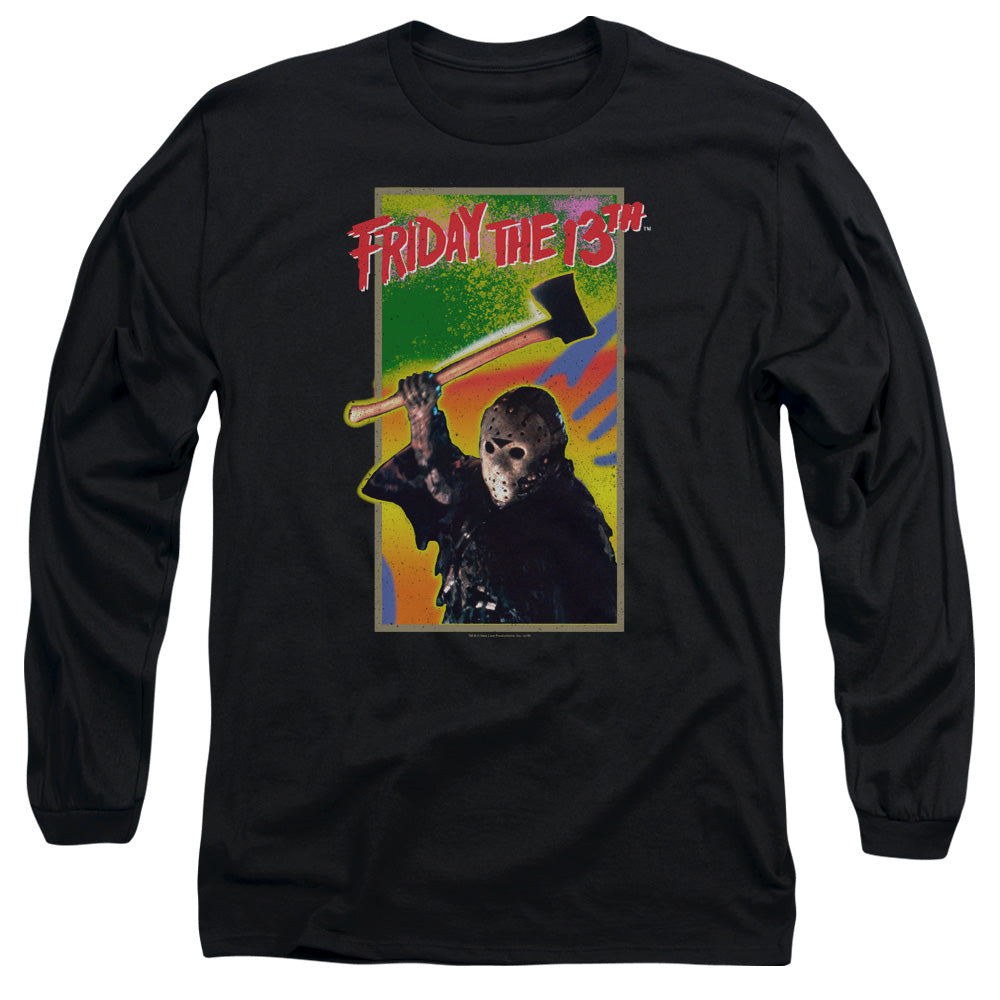 Friday The 13Th Retro Game Mens Long Sleeve Shirt Black Officially Licensed Officially Licensed