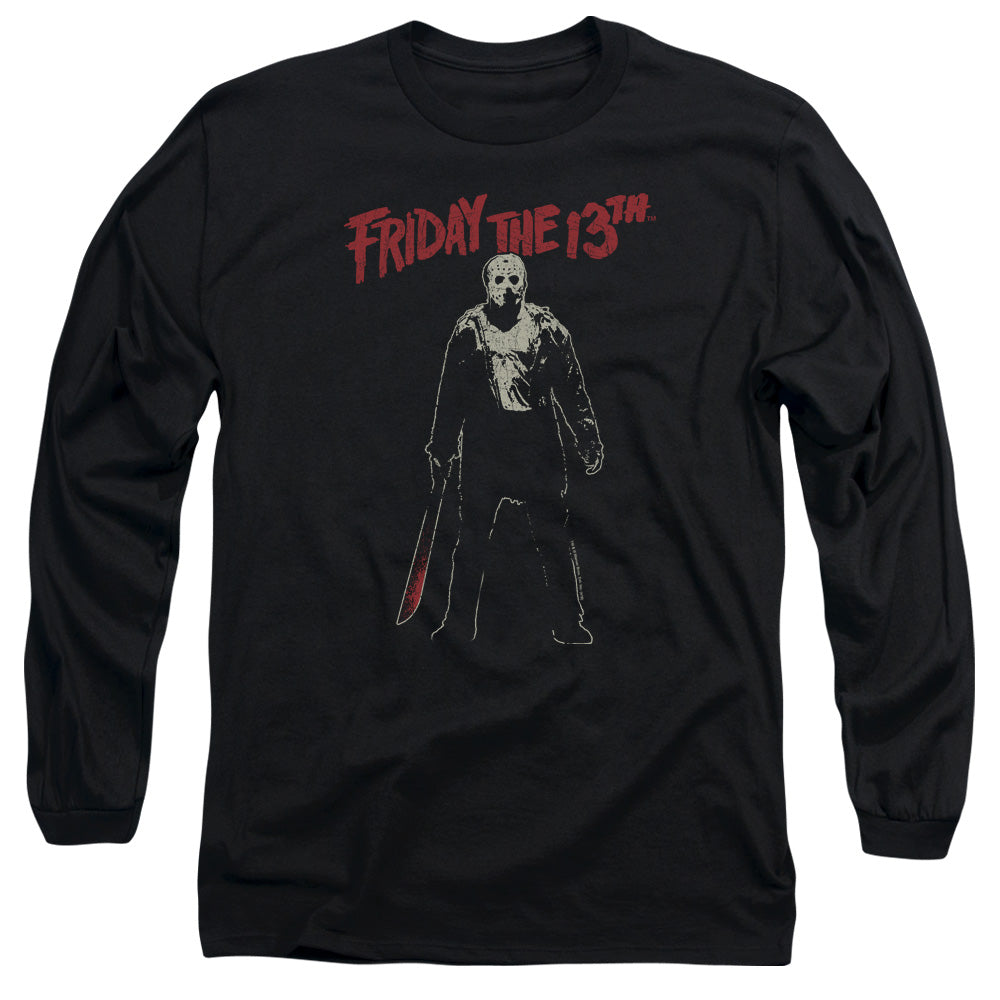 Friday The 13Th Chchch Ahahah Mens Long Sleeve Shirt Black Officially Licensed Officially Licensed