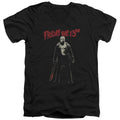 Friday The 13th Chchch Ahahah Mens Slim Fit V-Neck T Shirt Black Officially Licensed
