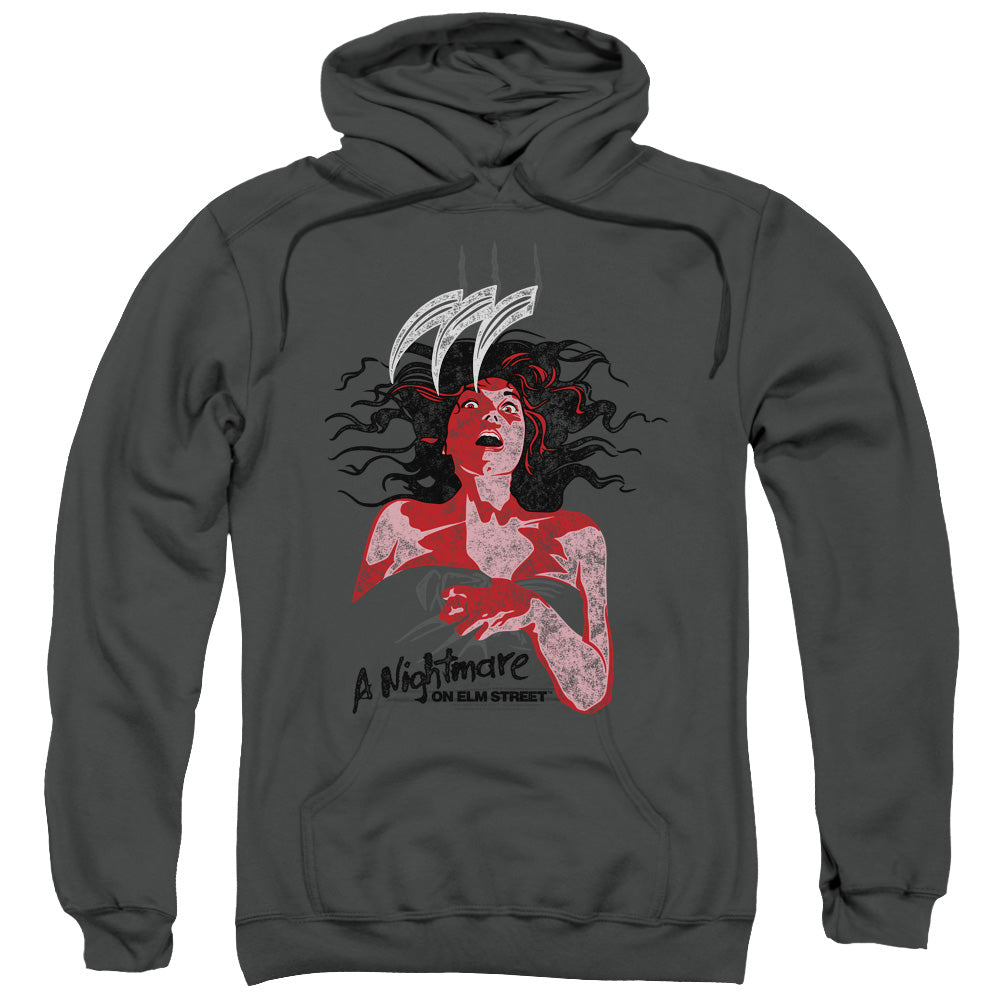 Nightmare On Elm Street Illustrated European Poster Mens Hoodie Charcoal Officially Licensed