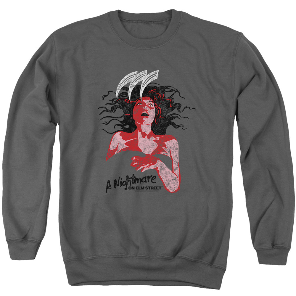 Nightmare On Elm Street Illustrated European Poster Mens Crewneck Sweatshirt Charcoal Officially Licensed