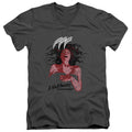 Nightmare On Elm Street Illustrated European Poster Mens Slim Fit V-Neck T Shirt Charcoal Officially Licensed