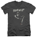 Friday The 13th Ax Mens Slim Fit V-Neck T Shirt Charcoal Officially Licensed