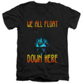 IT We All Float Down Here Mens Slim Fit V-Neck T Shirt Black Officially Licensed