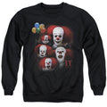 It 1990 Many Faces Of Pennywise Mens Crewneck Sweatshirt Black Officially Licensed