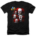 IT 1990 Many Faces Of Pennywise Heather Mens T Shirt Black Officially Licensed