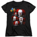 IT 1990 Many Faces Of Pennywise Womens T Shirt Black Officially Licensed