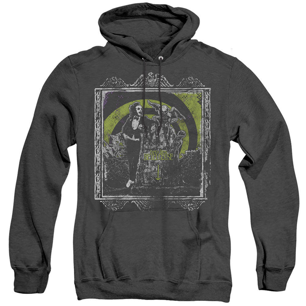 Beetlejuice Here Lies Heather Mens Hoodie Black Officially Licensed