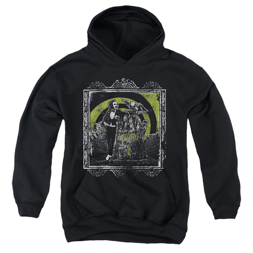 Beetlejuice Here Lies Kids Youth Hoodie Black Officially Licensed