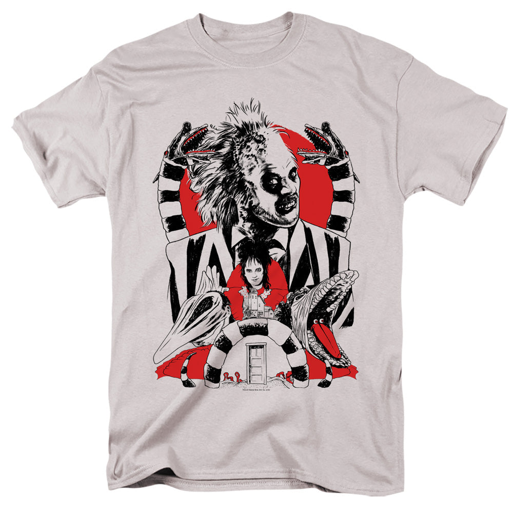 Beetlejuice Beetlejuice Collage Mens T Shirt Silver Officially Licensed