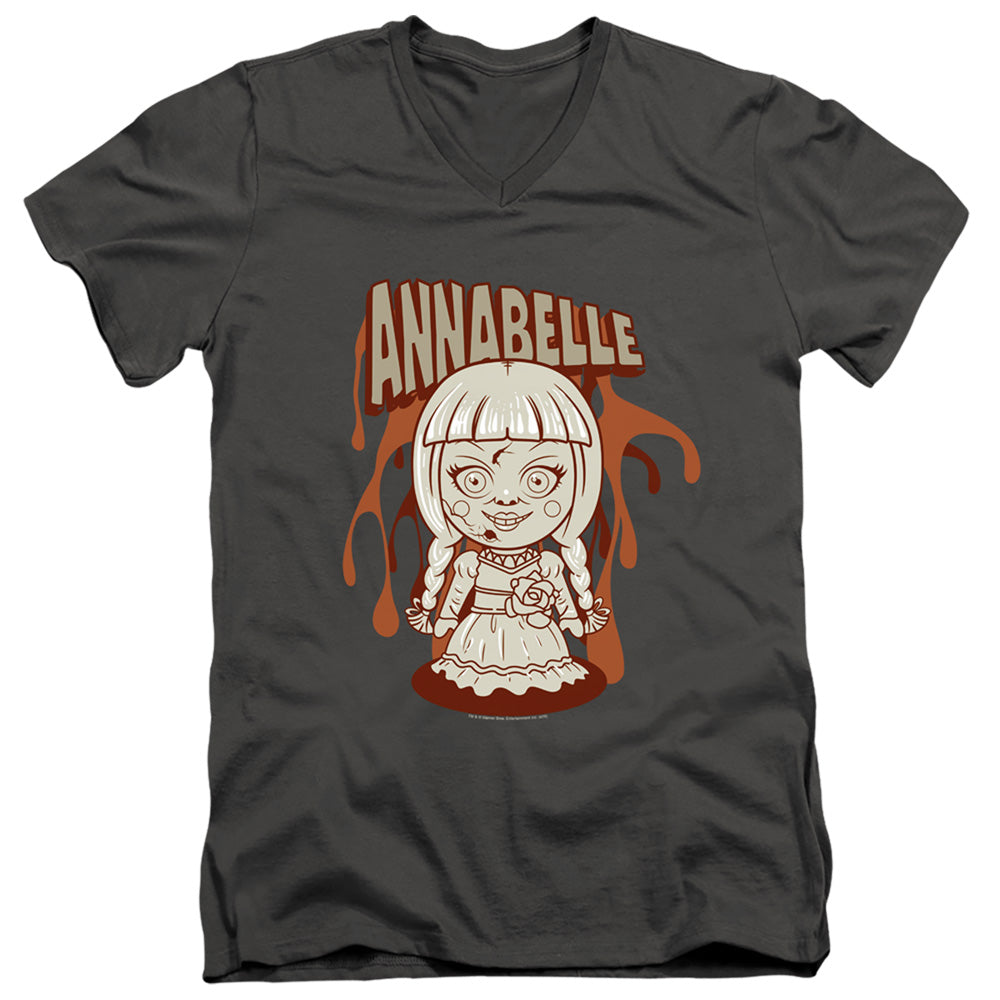 Annabelle Annabelle Illustration Mens Slim Fit V-Neck T Shirt Charcoal Officially Licensed