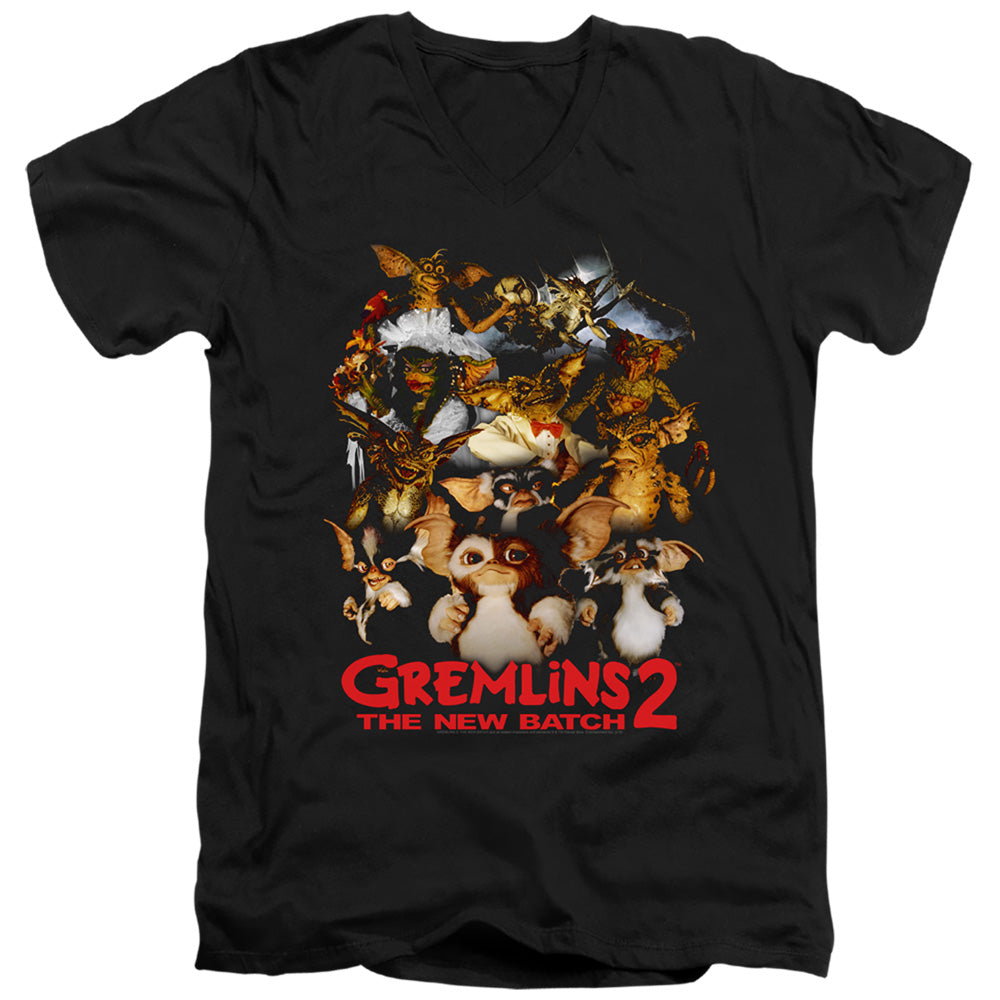 Gremlins 2 Goon Crew Mens Slim Fit V-Neck T Shirt Black Officially Licensed