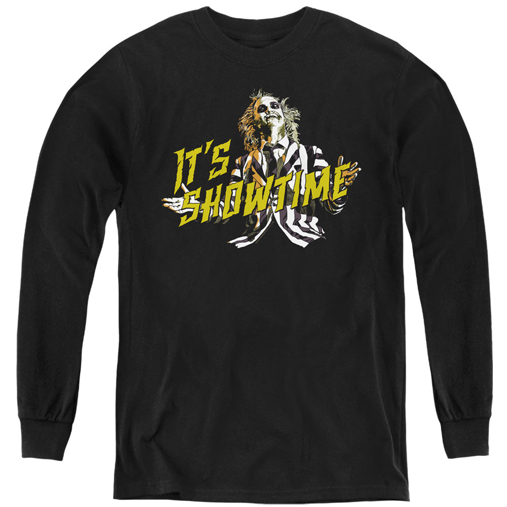 Beetlejuice Showtime Long Sleeve Kids Youth T Shirt Black Officially Licensed