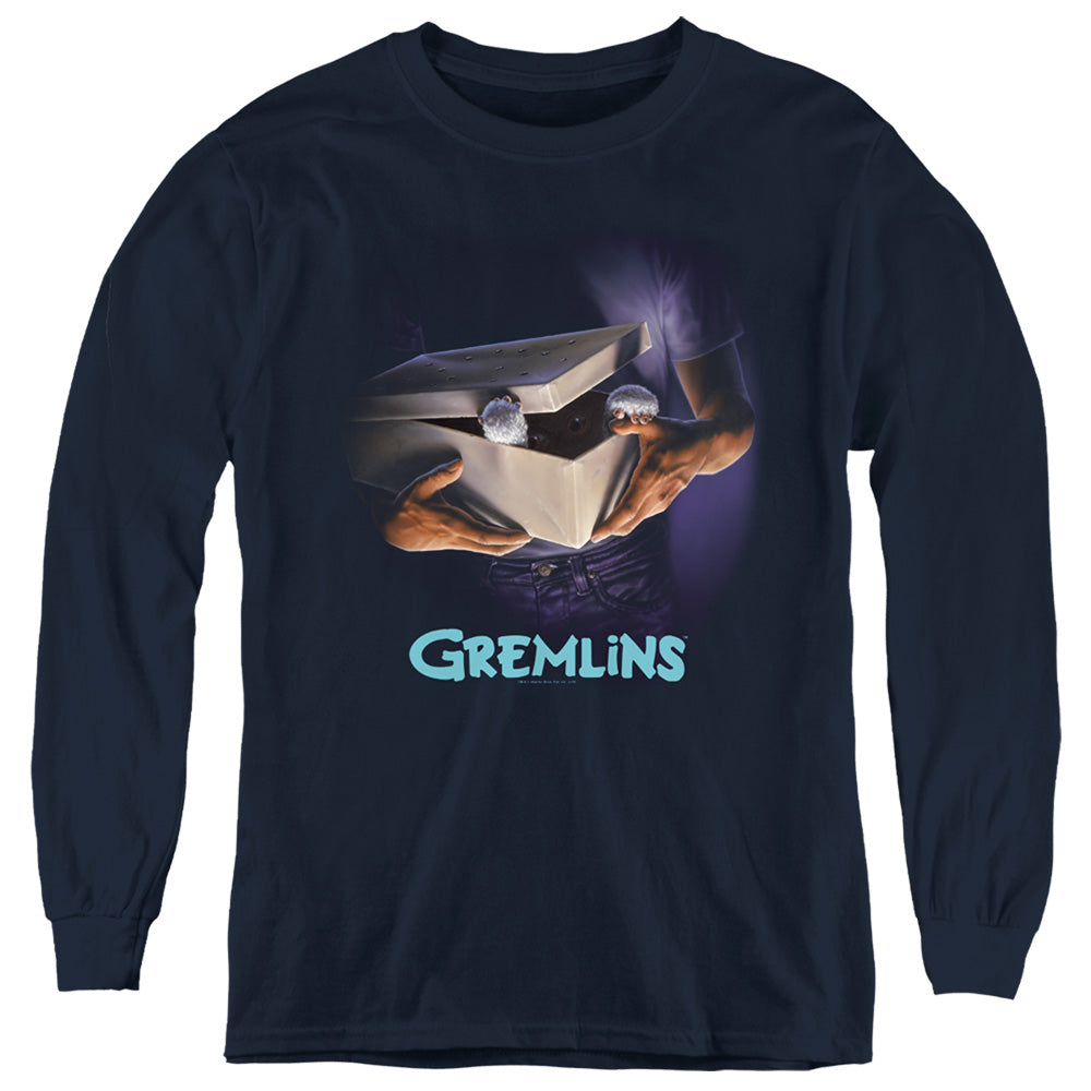 Gremlins Original Poster Long Sleeve Kids Youth T Shirt Navy Blue Officially Licensed