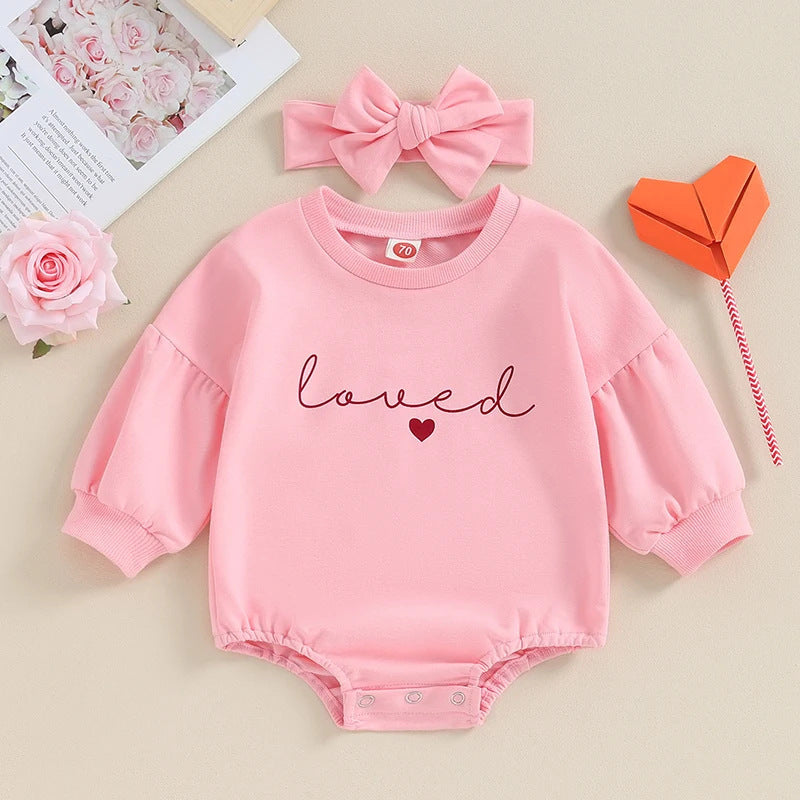 Children's Solid Color Romper Hair Band Set