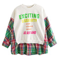 Two-piece Top American Style Plaid Stitching Sweater