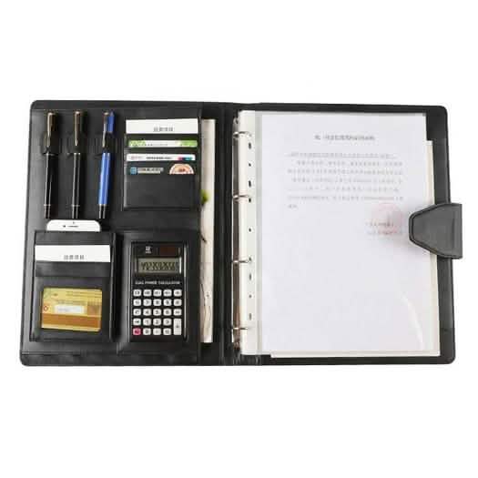 A4 Conference Folder Soft Leather Portfolio Organiser with Calculator