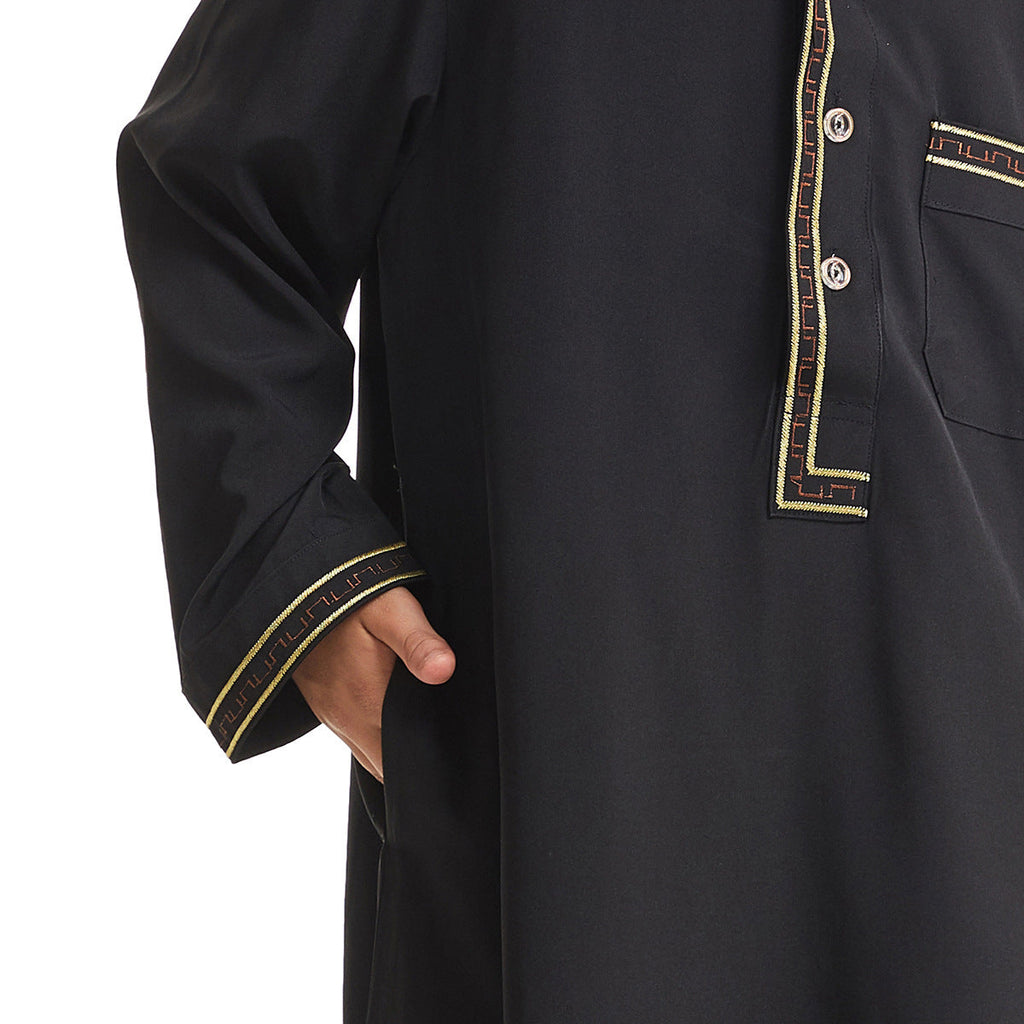Middle East Boy Robe Stand Collar Button Long Shirt