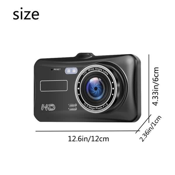 A6T 4-Inch 170° Wide Angle Full HD 1080P Car DVR Dual Lens Dash Cam Rear View Camera Video Recorder with Touch Screen