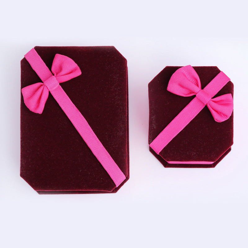 Bowknot Necklace Couple Ring Gift Box