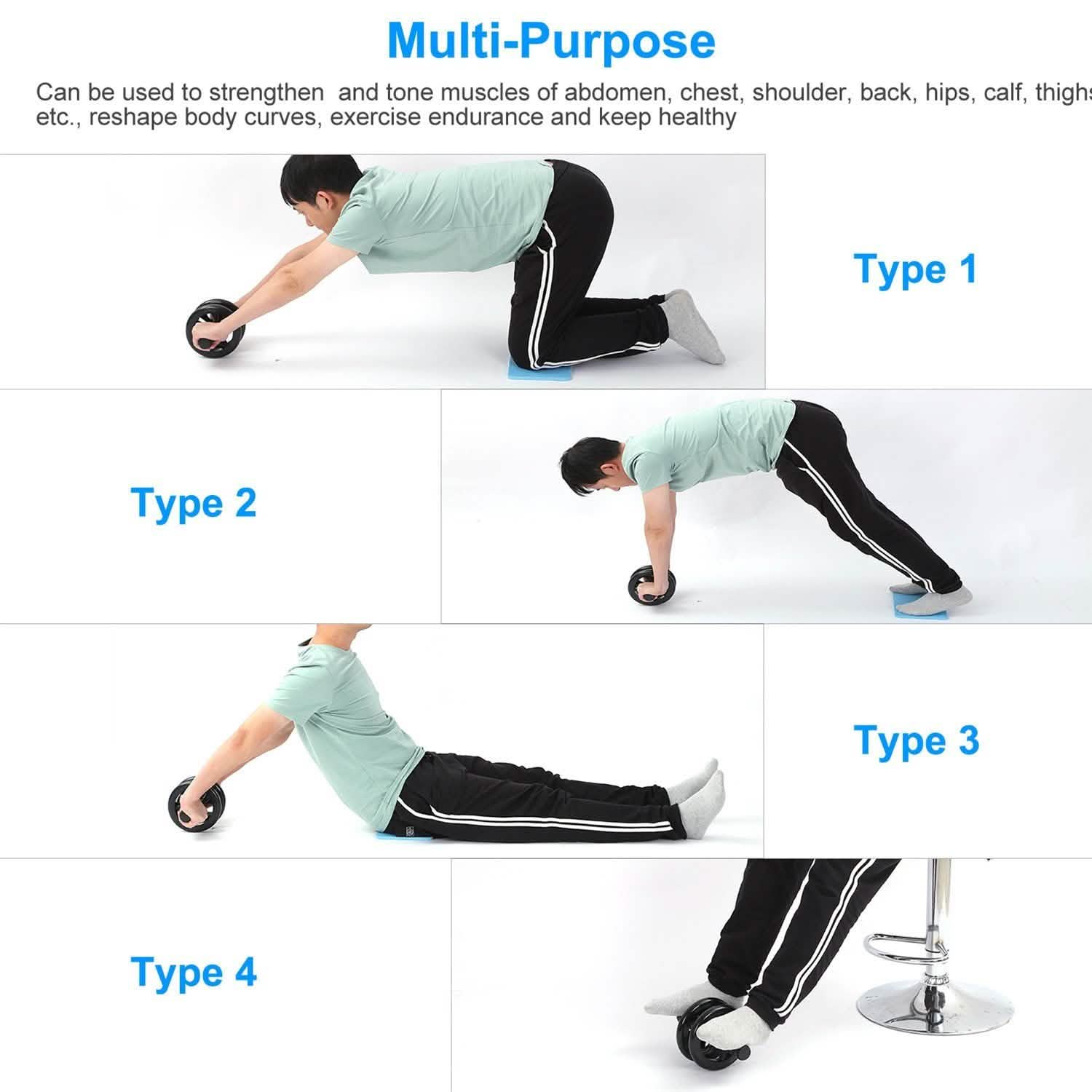 Ab Roller Wheel Fitness Exercise with Knee Pads