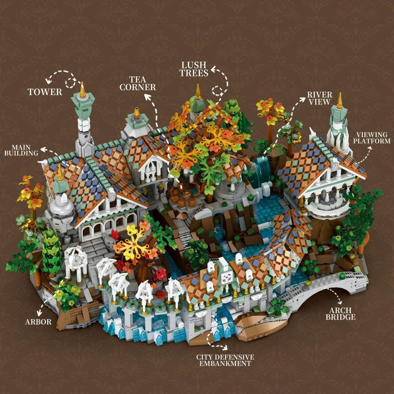 Street-view Brick Model Secluded Valley Architecture, Castle Kit Small-piece Assembly Decoration