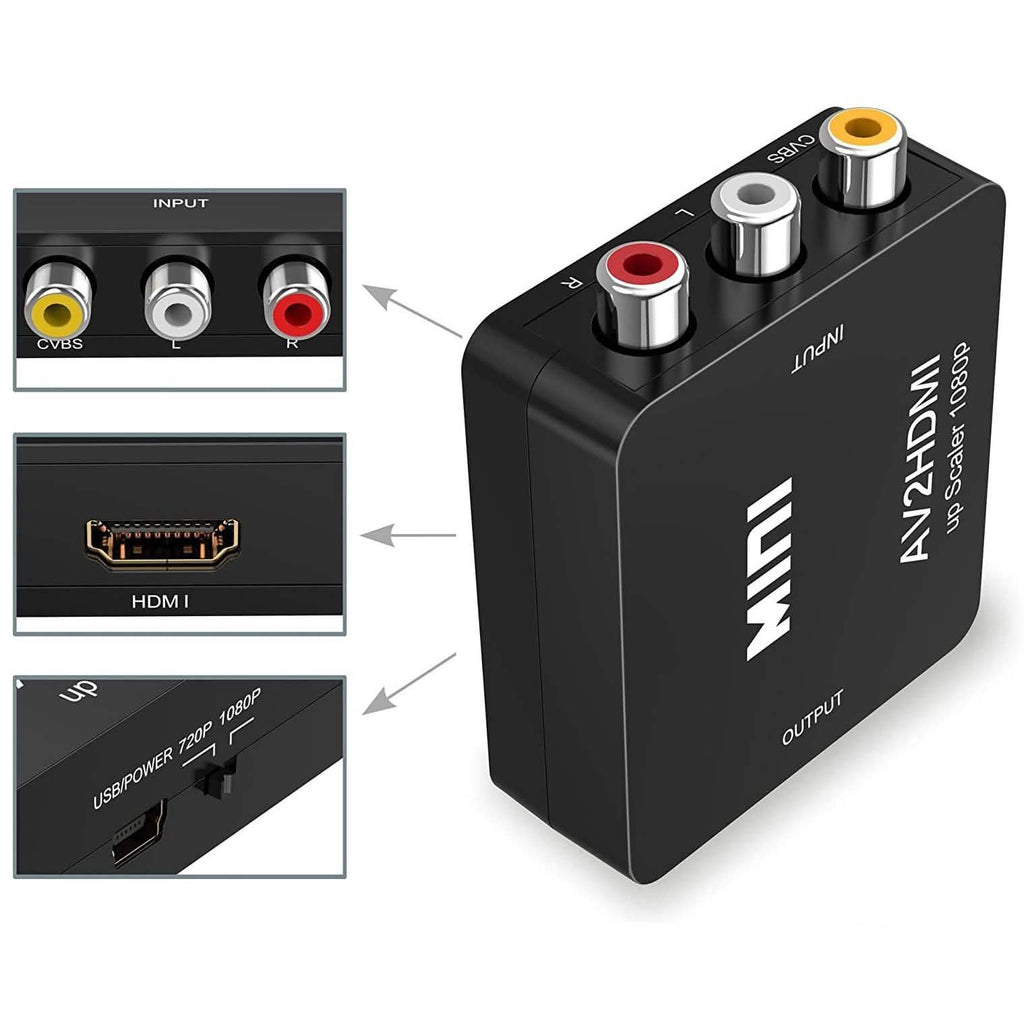 ABLEWE 1080P Mini RCA Composite CVBS Video Audio Converter Adapter