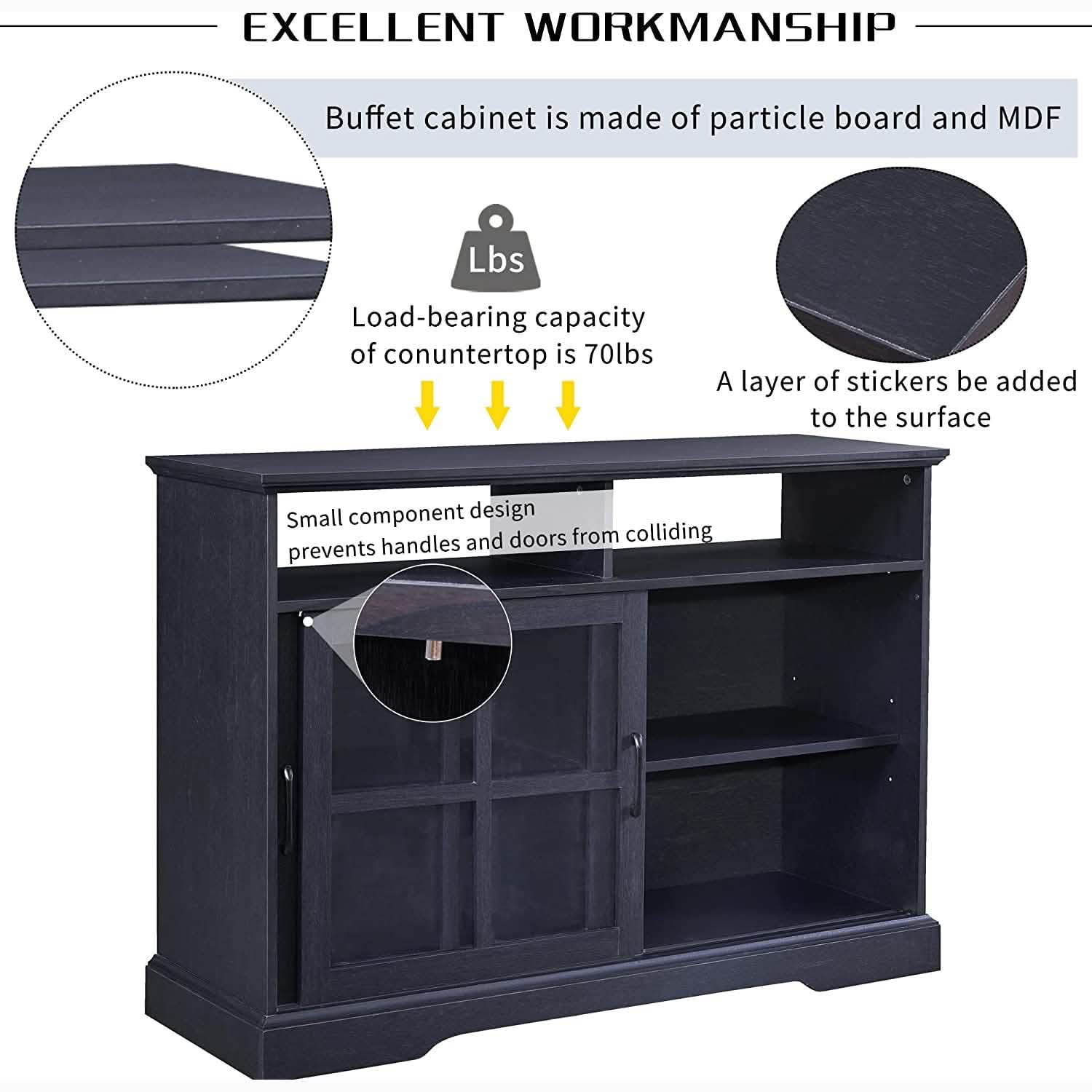 Accent Cabinet Wood Kitchen Buffet Sideboard