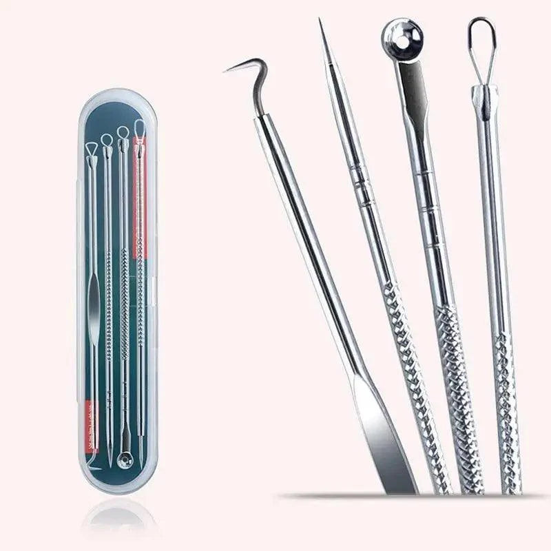 Acne Removal Tools Pimple Blackhead Remover Facial Pore Cleaner Stainless Steel with case - Skin Care tools