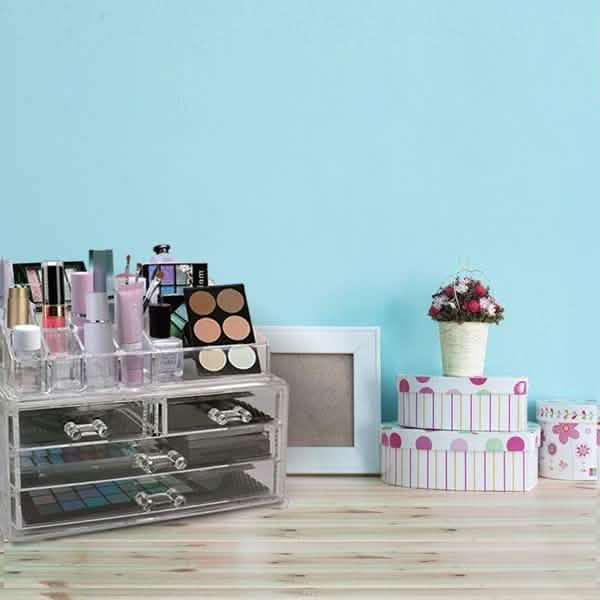 2-Pack: Acrylic Makeup Organizer Cosmetic Jewelry Display Box