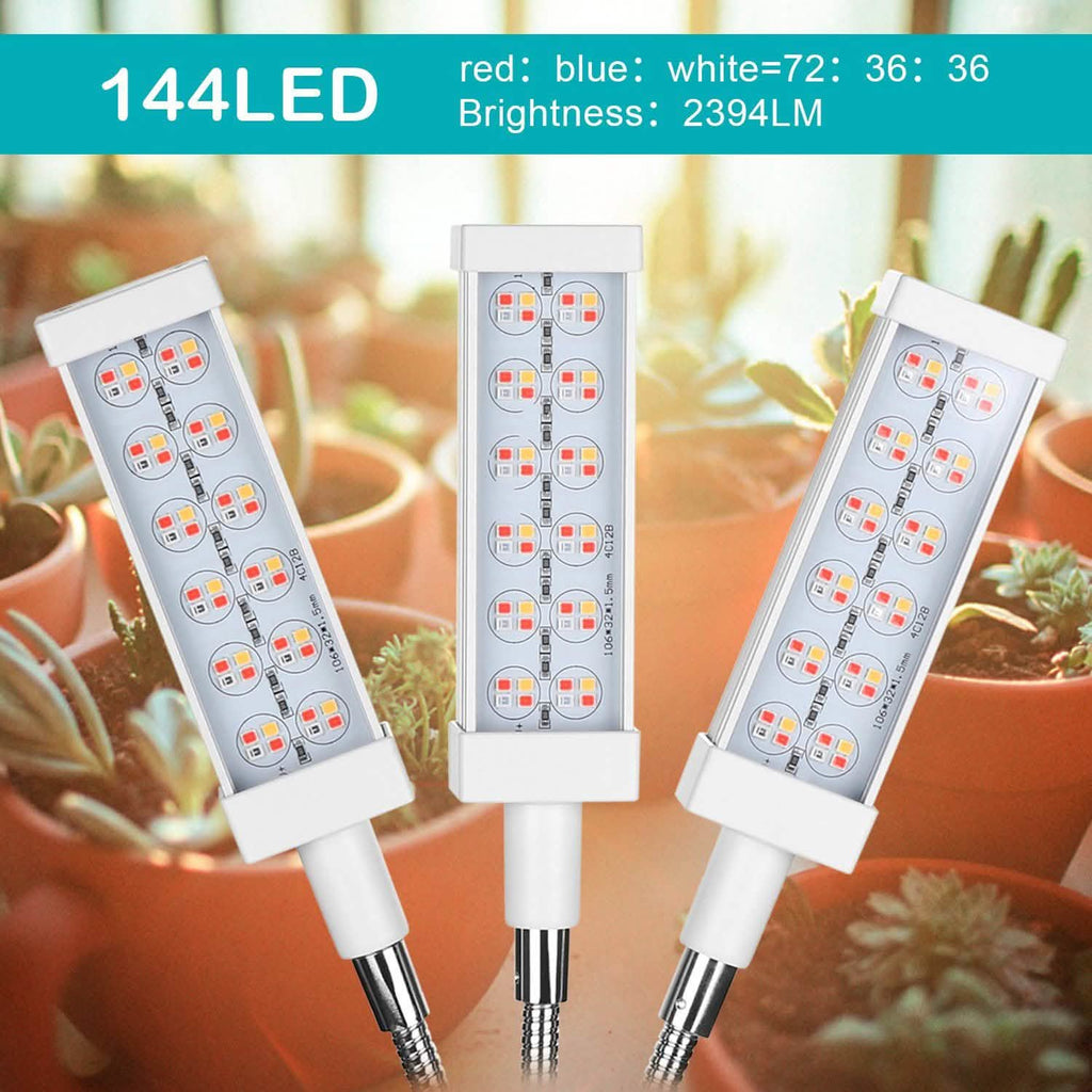 Adjustable 3-Head Grow Lights for Indoor Plants with Timer