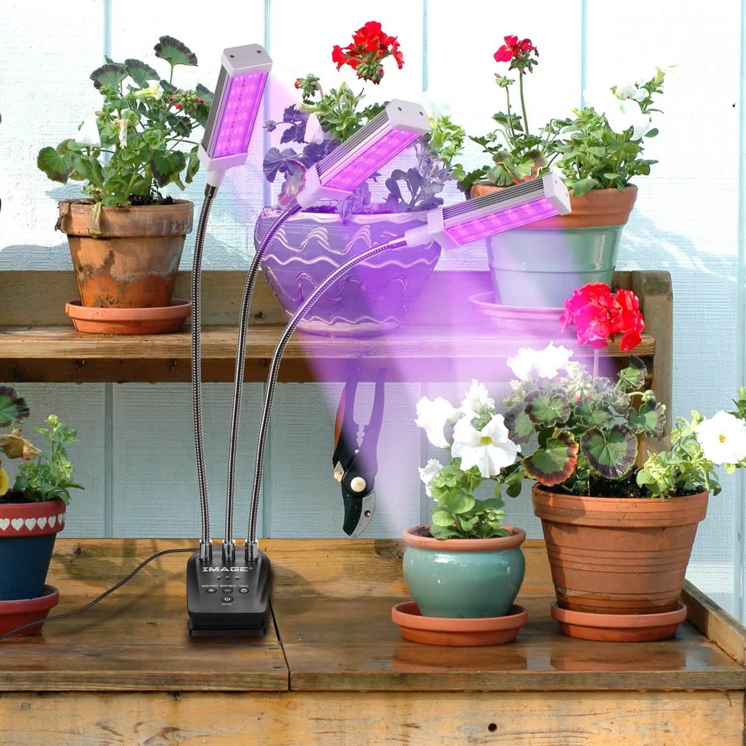 Adjustable 3-Head Grow Lights for Indoor Plants with Timer