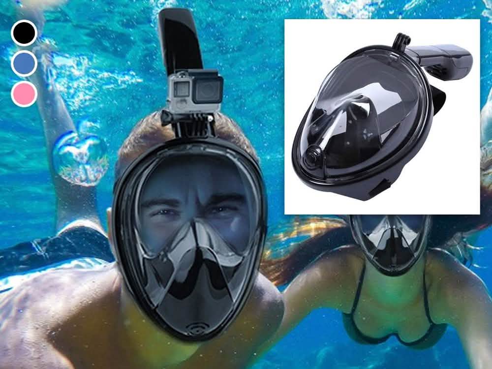 Adjustable Full-Face Snorkel with Attachment for Sports Camera