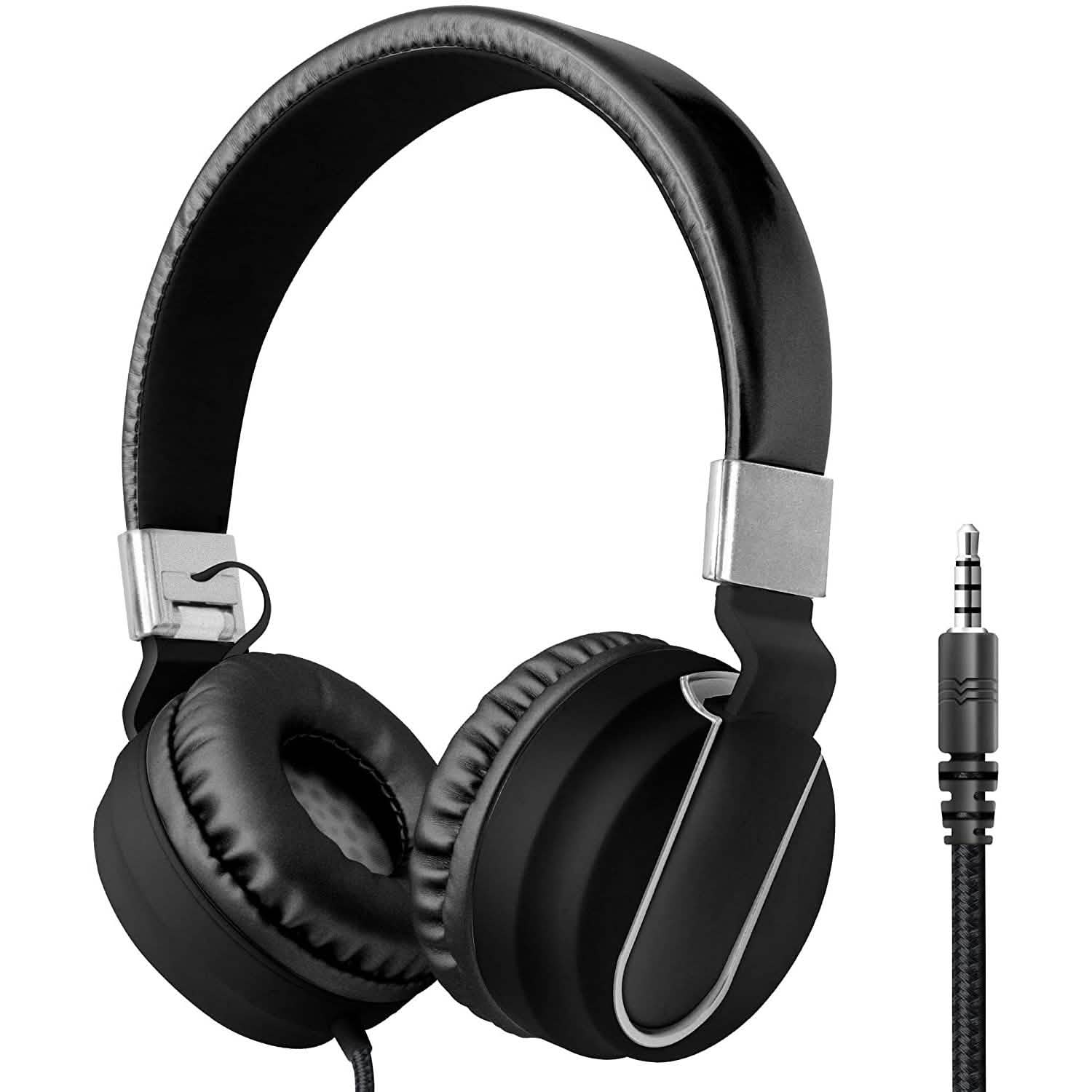 Adjustable Headband On-Ear Headphones with Built-in Mic