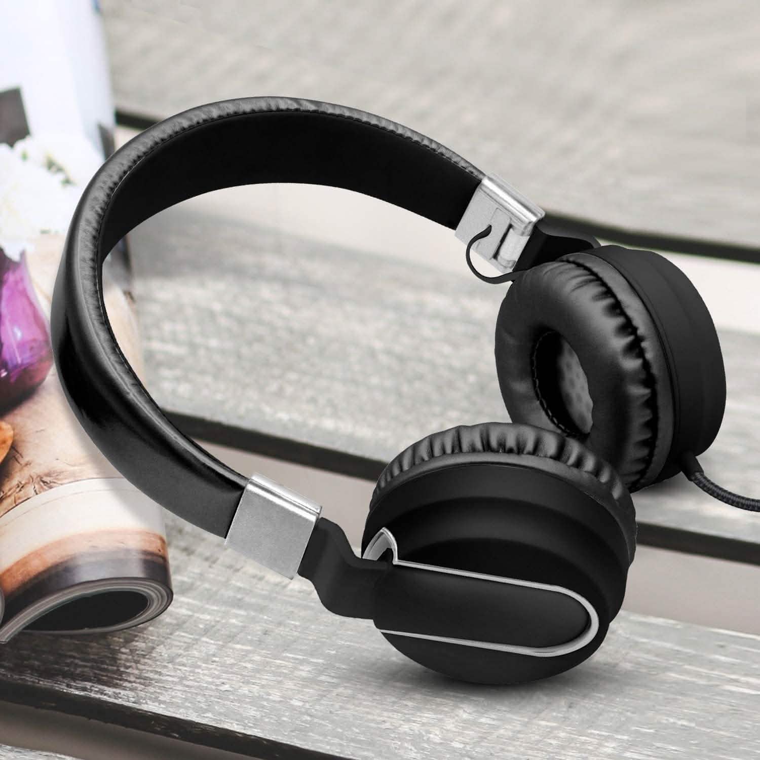 Adjustable Headband On-Ear Headphones with Built-in Mic