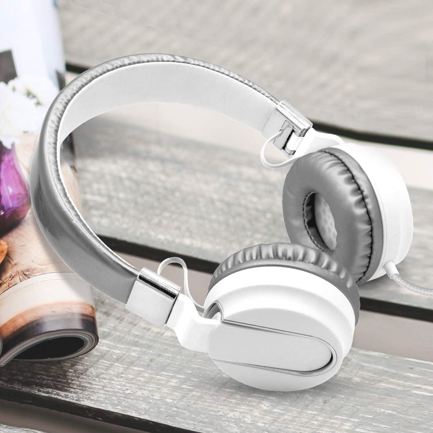 Adjustable Headband On-Ear Headphones with Built-in Mic