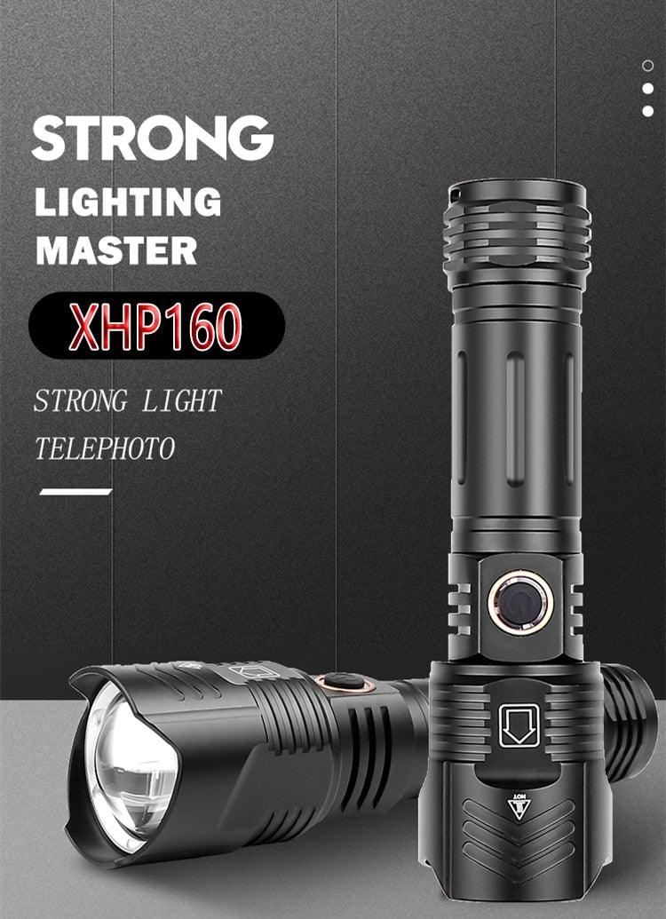 Adjustable Rechargeable Tactical Flashlight USB LED  Super Bright Zoomable IPX65 Waterproof Portable Torchlight Flash Lamp USB Charging For Hiking Camping Running Fishing