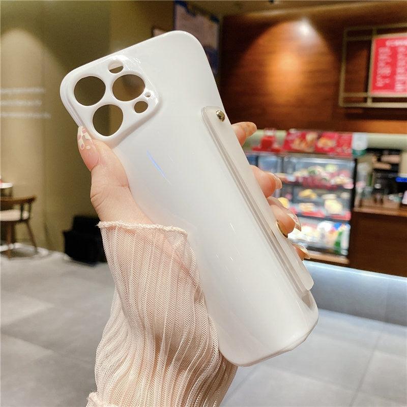 Adjustable Wrist Strap Stand Holder Case with Camera Protection Cute Solid Color Silicone Phone Case Phone Case For iPhone 13 14 Pro Max 12 11 XS Max XR 7 8 Plus 13Pro Soft Silicone Candy Color Back Cover