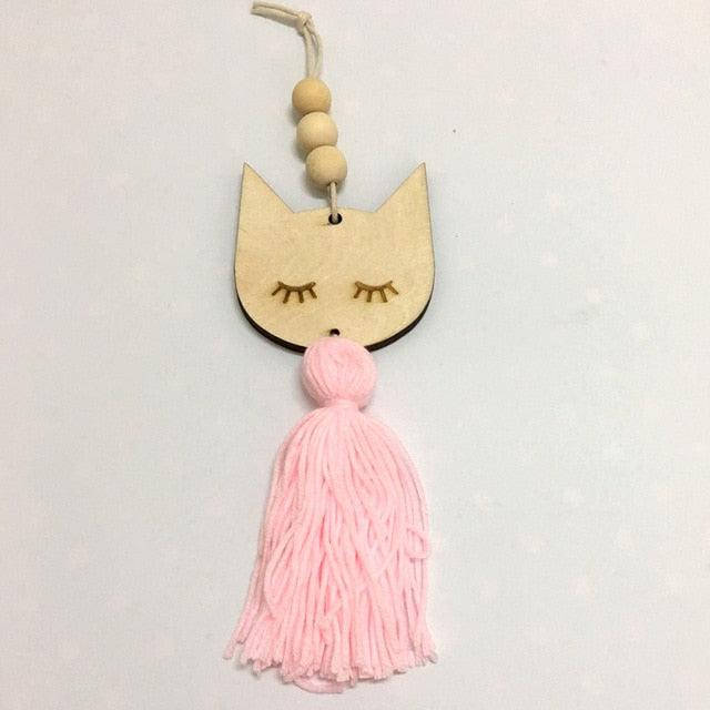 Adorable Sleepy Eye Eyelash Kids Room Decoration Crafts Wood  Wall Hanging Stars Decorative Beads Tassel Photography Props Gift For Kids Bedroom Decor Makeup Sticker For Girls Room Wall Art